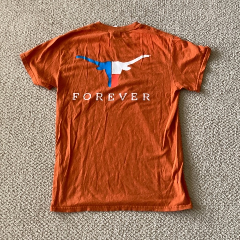 Gildan University of Texas Longhorns Burnt Orange T-Shirt Bevo Forever Small EUC